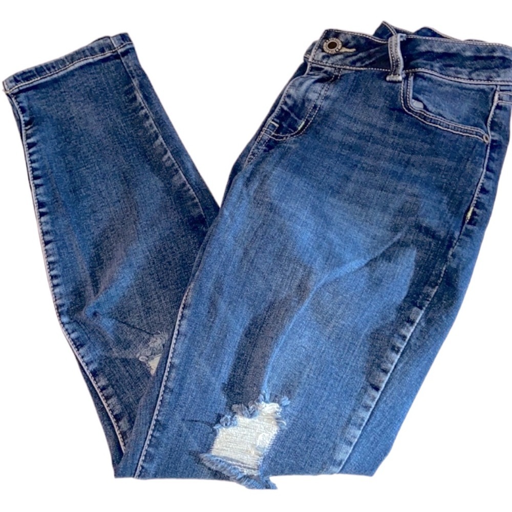 American Blue Distressed Medium Wash Skinny Ankle Jeans: 4291